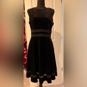 Calvin Klein Black Midi Dress with Lace Accents